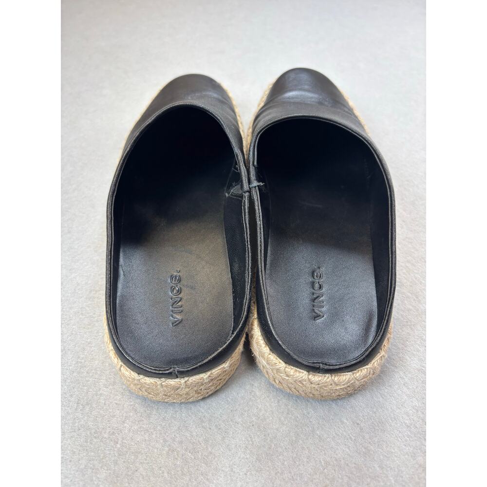 Vince‎ Ulla black leather mule slip-on espadrille platform clog 9.5 transitional - Picture 2 of 10